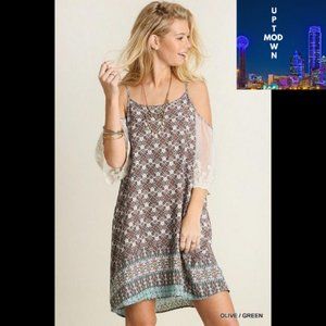 Umgee Short Casual Boho Cold Shoulder Dress Women